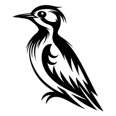 Obraz premium Stylized black and white woodpecker illustration with bold and contrasting design