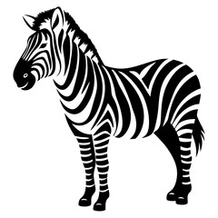 A Striking Black and White Zebra Illustration in Minimalist Style