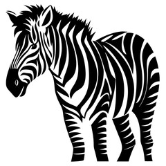 Striking Black and White Zebra Illustration with Dynamic Stripes and Sharp Details