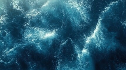 Fototapeta premium Abstract Blue Ocean Waves with Ripples Seen from Under