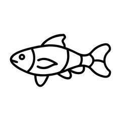 clown loach fish line drawn outline vector art - illustration clown loach fish, isolated transparent background