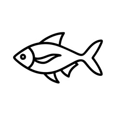 congo tetra fish line drawn outline vector art - illustration congo tetra fish, isolated transparent background