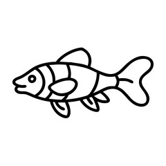 clown loach fish line drawn outline vector art - illustration clown loach fish, isolated transparent background