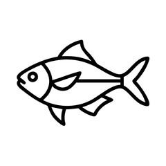 congo tetra fish line drawn outline vector art - illustration congo tetra fish, isolated transparent background