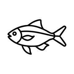 congo tetra fish line drawn outline vector art - illustration congo tetra fish, isolated transparent background