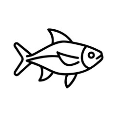 ember tetra fish line drawn outline vector art - illustration ember tetra fish, isolated transparent background