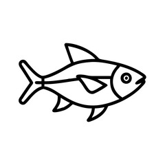 ember tetra fish line drawn outline vector art - illustration ember tetra fish, isolated transparent background
