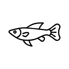 endler s livebearer fish line drawn outline vector art - illustration endler s livebearer fish, isolated transparent background