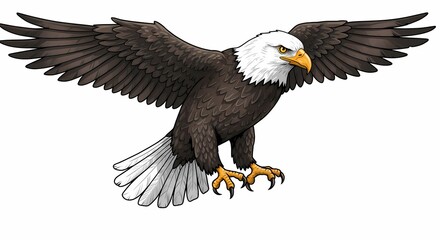 Obraz premium Detailed Portrait of an American Icon: Bald Eagle Illustration Highlighting National Pride 