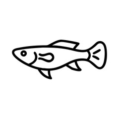 endler s livebearer fish line drawn outline vector art - illustration endler s livebearer fish, isolated transparent background