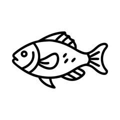 firemouth cichlid fish line drawn outline vector art - illustration firemouth cichlid fish, isolated transparent background