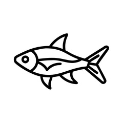 harlequin rasbora fish line drawn outline vector art - illustration harlequin rasbora fish, isolated transparent background