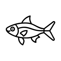 harlequin rasbora fish line drawn outline vector art - illustration harlequin rasbora fish, isolated transparent background