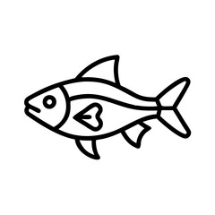 harlequin rasbora fish line drawn outline vector art - illustration harlequin rasbora fish, isolated transparent background
