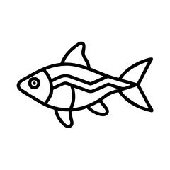 harlequin rasbora fish line drawn outline vector art - illustration harlequin rasbora fish, isolated transparent background