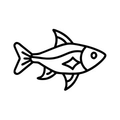 harlequin rasbora fish  line drawn outline vector art - illustration harlequin rasbora fish, isolated transparent background