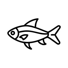 neon tetra fish line drawn outline vector art - illustration neon tetra fish, isolated transparent background