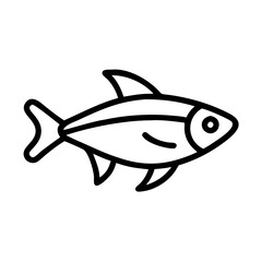 neon tetra fish line drawn outline vector art - illustration neon tetra fish, isolated transparent background
