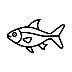 rummy nose tetra fish  line drawn outline vector art - illustration rummy nose tetra fish, isolated transparent background