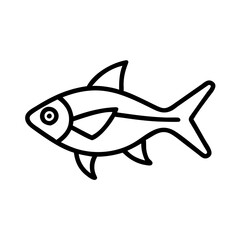 rummy nose tetra fish line drawn outline vector art - illustration rummy nose tetra fish, isolated transparent background