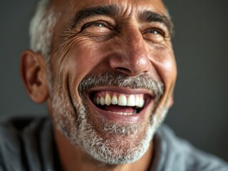 Close Portrait of Laughing Old Gentleman