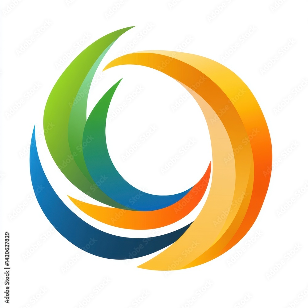 Poster abstract circular colorful swirl design with overlapping shapes and modern gradient effect on white 