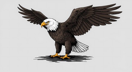Fototapeta premium Detailed Portrait of an American Icon: Bald Eagle Illustration Highlighting National Pride 