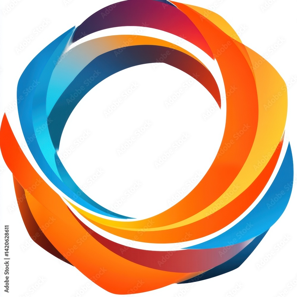 Poster abstract circular swirl of vibrant color gradients creates a dynamic and modern logo design element.