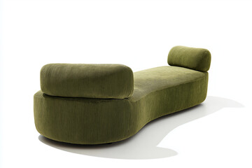 Olive Green Corduroy Chaise Lounge Modern Design Curved Sofa