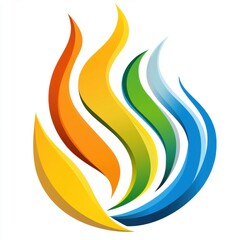 Abstract colorful flame logo concept with vibrant gradient colors and dynamic wave design for branding identity