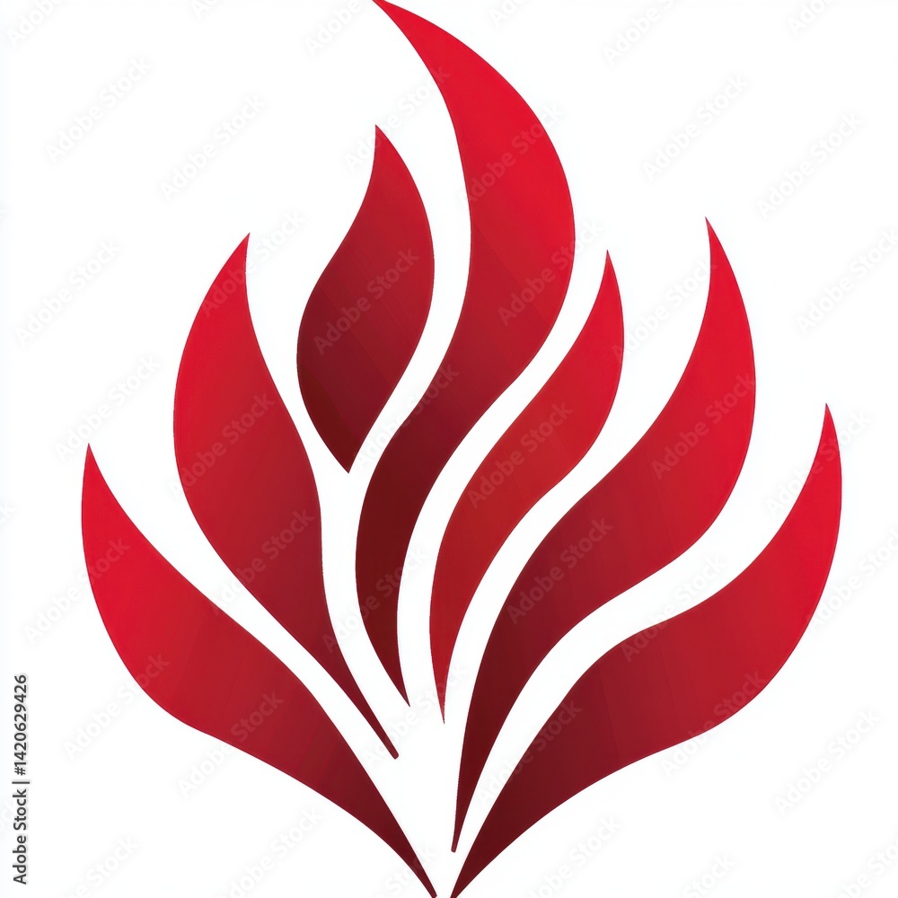 Poster abstract red flame design with elegant flowing shapes on a white background