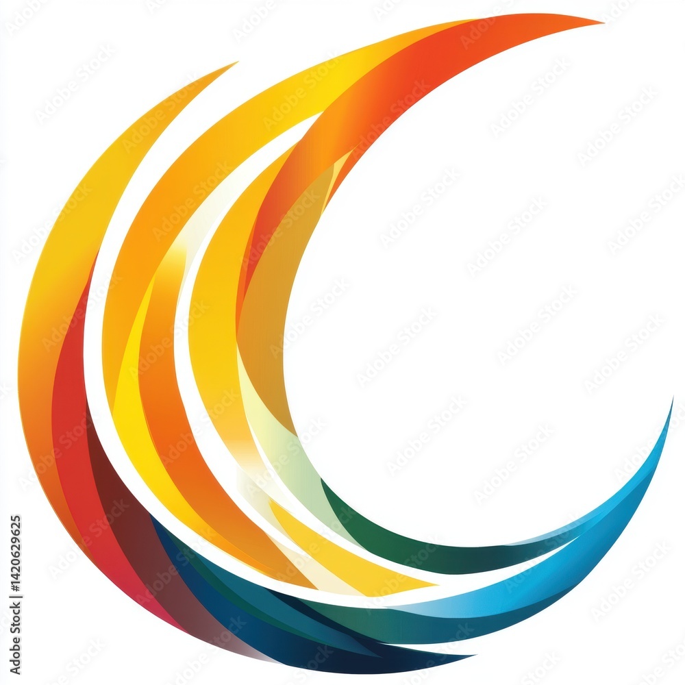 Poster abstract crescent design with vibrant gradients and overlapping shapes for modern concepts