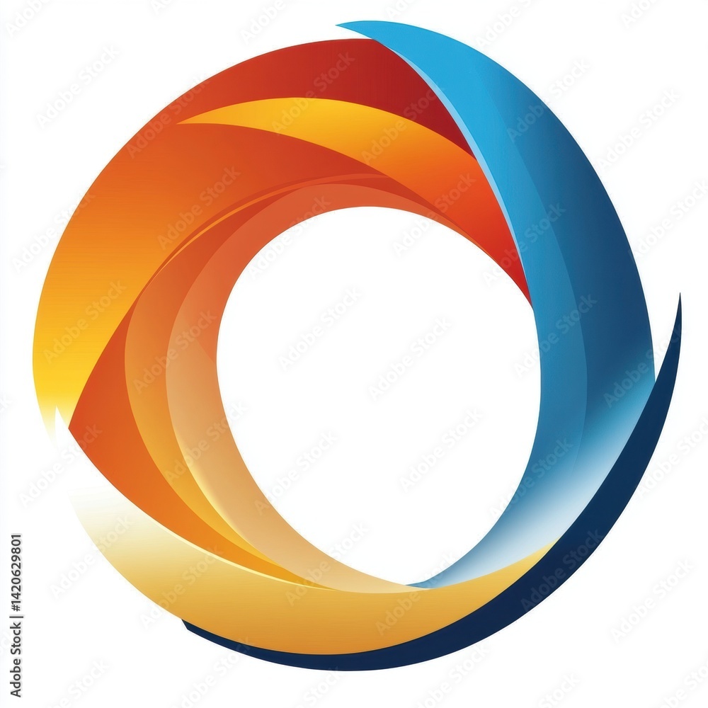 Poster abstract multicolored circular design, dynamic flow with smooth gradients, creating a modern and eye