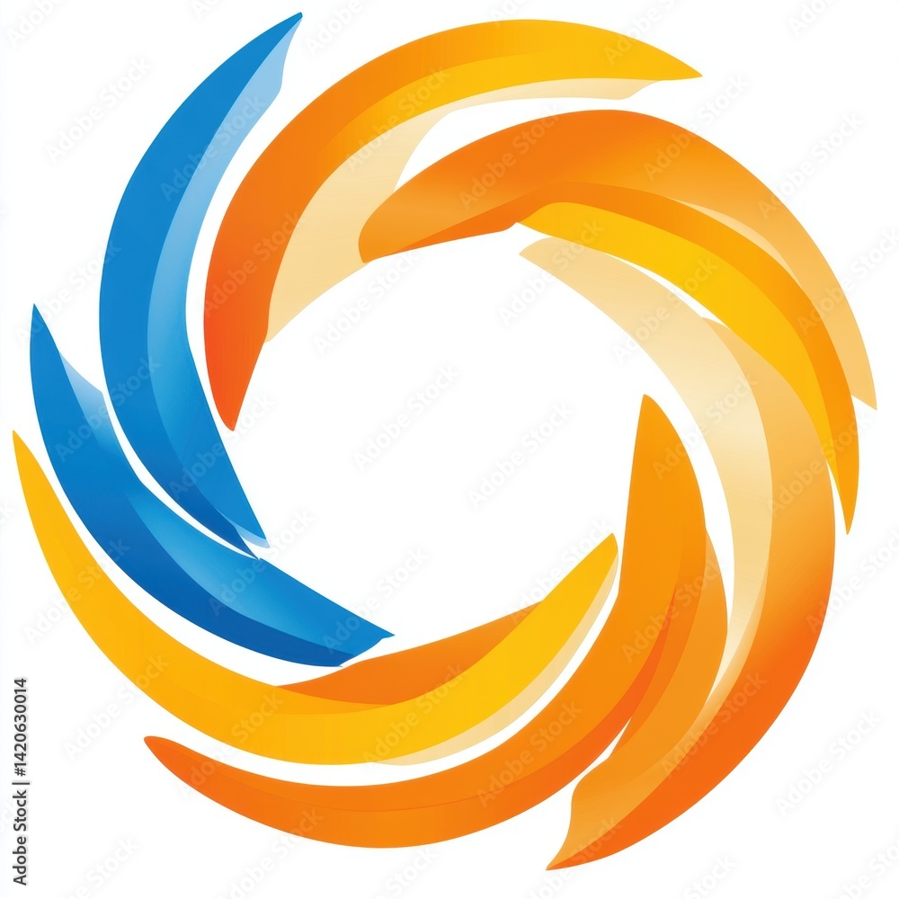Poster dynamic circle design with blue and orange gradients, modern abstract shape for branding and creativ
