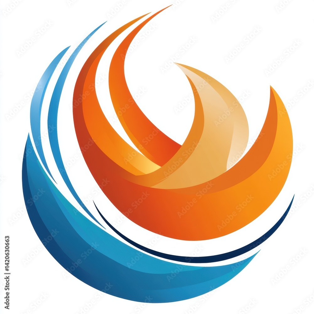 Aufkleber dynamic abstract logo design of intertwined blue and orange arcs for branding and visual identity