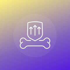 bone protection icon with arrows, line vector