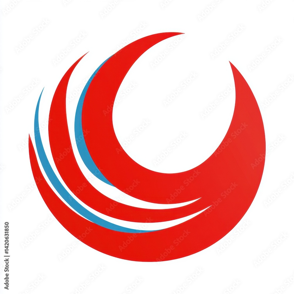 Poster red and blue circular abstract design - graphic element with swirling shapes and a white background
