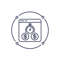 fast loan, money online icon in line design