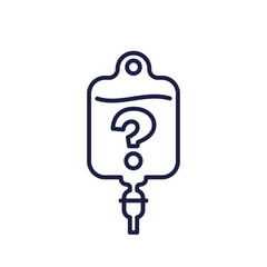 iv bag, medical drip line icon with question