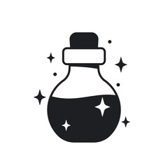 Magic potion, elixir bottle vector illustration
