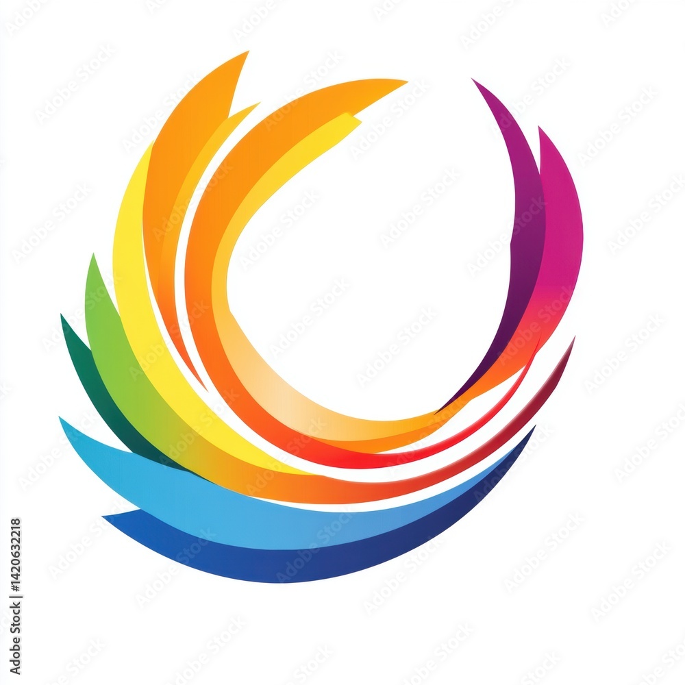 Aufkleber abstract colorful curved lines in circular design on white background for modern logo or graphic ele