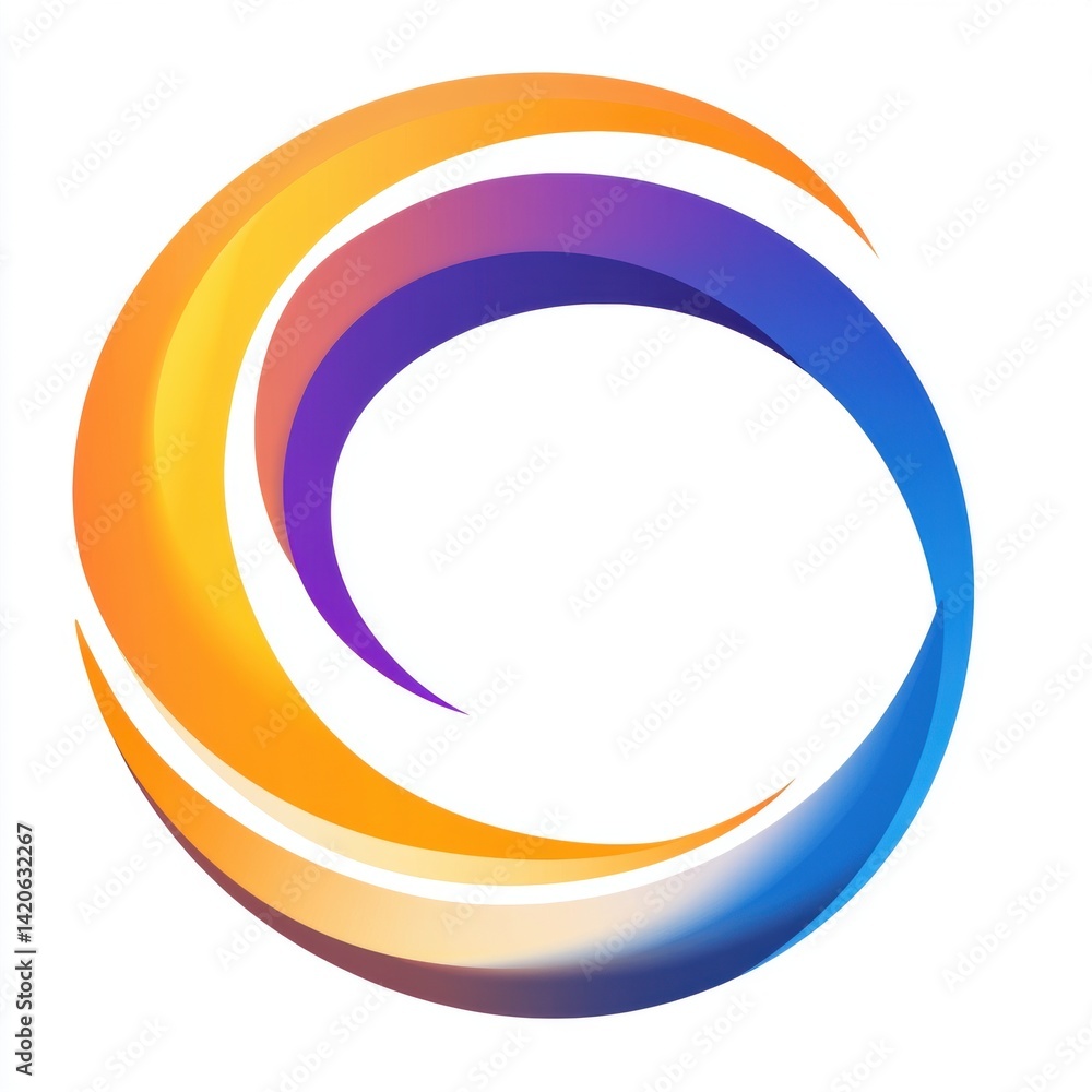 Poster vibrant abstract circle logo design with fluid gradient colors and dynamic swirling shapes on white 