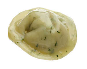 One delicious dumpling with spices isolated on white