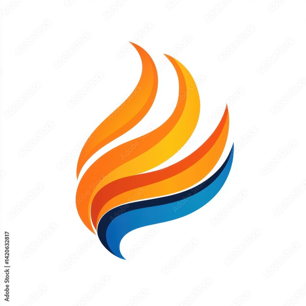 Poster abstract flame logo design concept with curved lines and gradient colors for business and branding