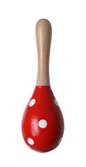 Colorful toy maraca isolated on white. Child's musical instrument