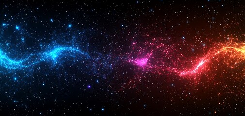 Naklejka premium Cosmic wave of energy network with vibrant colors in deep space backdrop