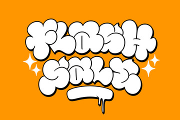 Flash sale Vector graffiti throw up in bold bubble style. Urban street art lettering perfect for promotions, marketing designs, hip hop themes, or eye-catching modern advertising visuals.