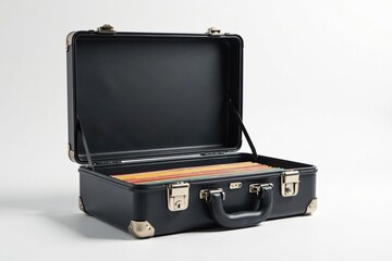 Locked briefcase, confidential files on white , briefcase, digital, steel