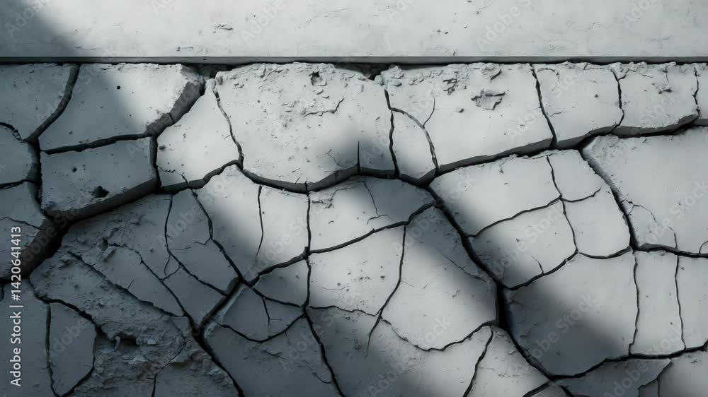 Poster broken concrete wall with surface layer as backdrop