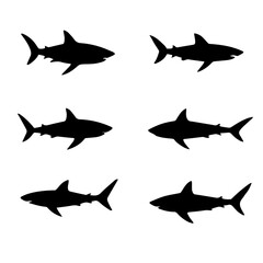 Fototapeta premium silhouettes of sharks set